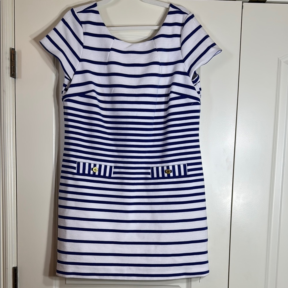 Navy and White Striped Dress